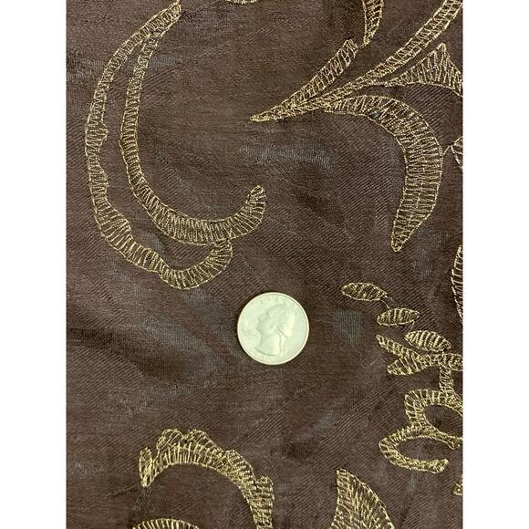 Chico's Dark Brown Linen Blend  Jacket w Metallic Embroidery  Size 2  L /12 - Picture 5 of 7